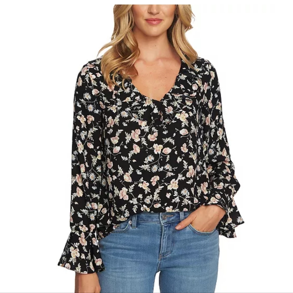 CECERuffled V-Neck Blouse size medium